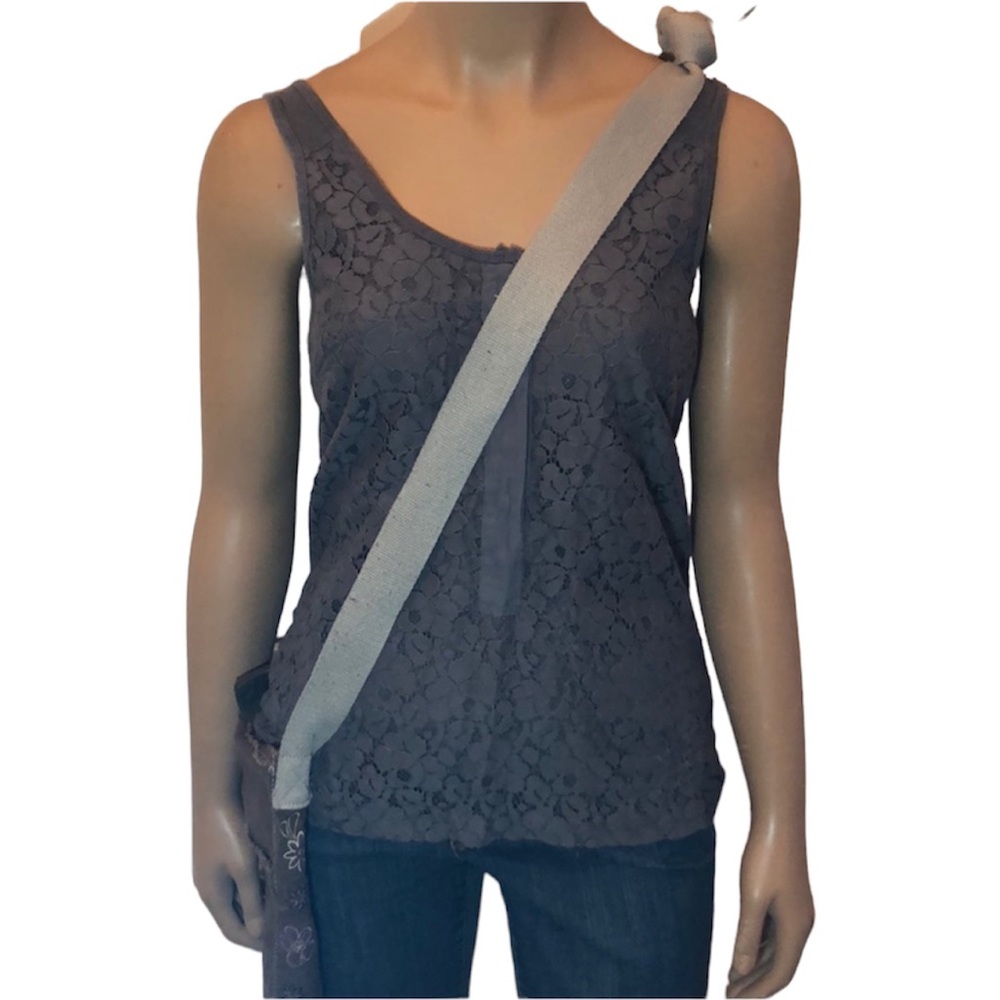 J Crew Grey Lace Button Front Tank Top Sz S